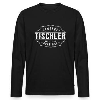 Tischler Spruch Vintage Tischlermeister - Männer Premium Bio Langarmshirt - Schwarz - Vorne - Nico (187cm)