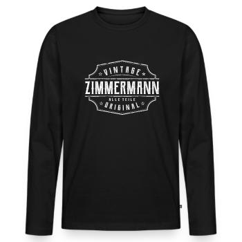Zimmermann Spruch Handwerker Zimmerer - Männer Premium Bio Langarmshirt - Schwarz - Vorne - Nico (187cm)
