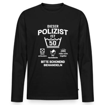 Polizist 50. Geburtstag Polizei Lustig 50 Jahre - Männer Premium Bio Langarmshirt - Schwarz - Vorne - Nico (187cm)