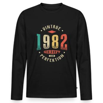 40. Geburtstag Perfektion 40 Jahre 1982 - Männer Premium Bio Langarmshirt - Schwarz - Vorne - Nico (187cm)