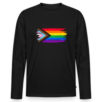 Drapeau LGBT Gay Pride LGBTQ - T-shirt manches longues Premium bio Homme - noir - Devant - Nico (187cm)