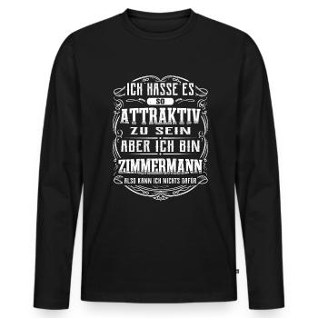 Zimmermann Handwerker Lustig Zimmerer - Männer Premium Bio Langarmshirt - Schwarz - Vorne - Nico (187cm)