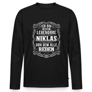 Ich bin dieser legendäre Niklas - Männer Premium Bio Langarmshirt - Schwarz - Vorne - Nico (187cm)