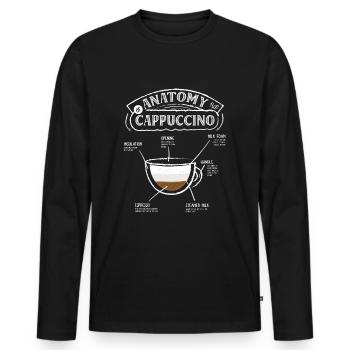 Anatomy of Cappuccino Coffee Lovers Vintage - Men's Premium Organic Long Sleeve Shirt - black - Front - Nico (187cm)