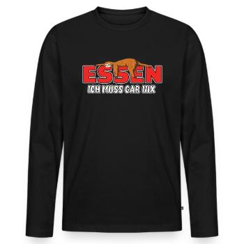 Essen ich muss gar nix Faultier Heimat - Männer Premium Bio Langarmshirt - Schwarz - Vorne - Nico (187cm)