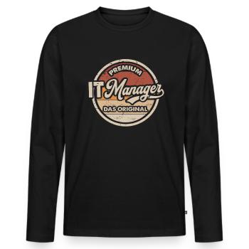 IT Manager Original - Männer Premium Bio Langarmshirt - Schwarz - Vorne - Nico (187cm)