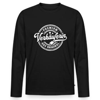 Verkäuferin Original Lustiges Kauffrau - Männer Premium Bio Langarmshirt - Schwarz - Vorne - Nico (187cm)