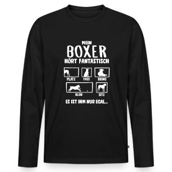 Mein Boxer hört fantastisch Hunde - Männer Premium Bio Langarmshirt - Schwarz - Vorne - Nico (187cm)