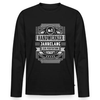 Handwerker zur Perfektion gereift - Männer Premium Bio Langarmshirt - Schwarz - Vorne - Nico (187cm)