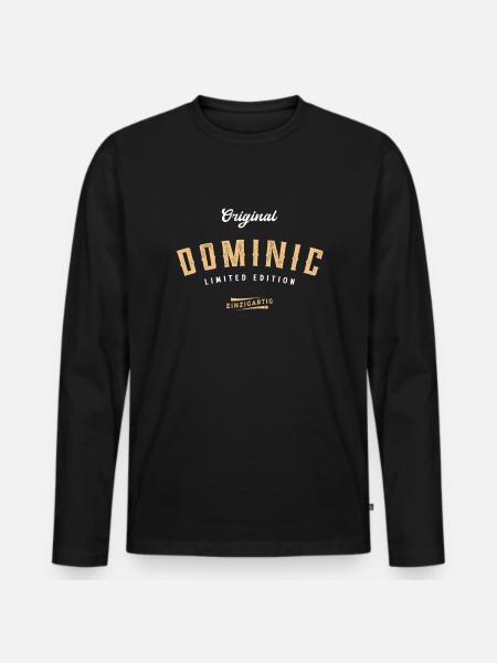 Dominic Limited Edition - Männer Premium Bio Langarmshirt - Schwarz