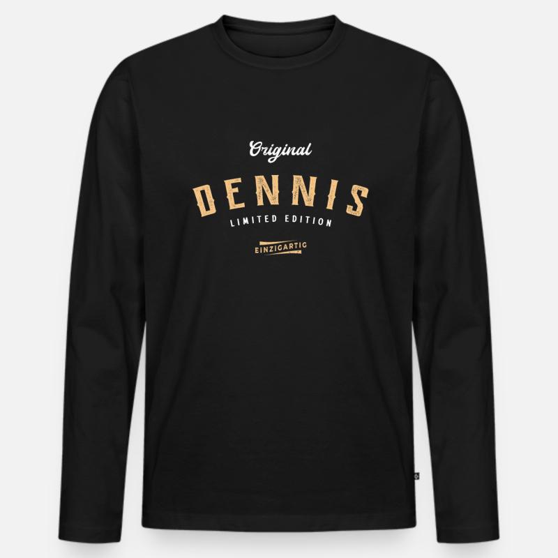 Dennis Limited Edition - Männer Premium Bio Langarmshirt - Schwarz