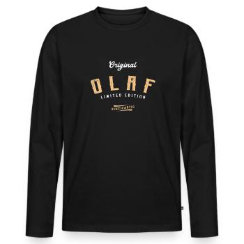 Olaf Limited Edition - Männer Premium Bio Langarmshirt - Schwarz - Vorne - Nico (187cm)