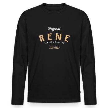 Rene Limited Edition - Männer Premium Bio Langarmshirt - Schwarz - Vorne - Nico (187cm)
