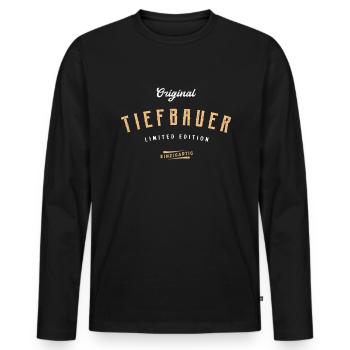 Tiefbauer Limited Edition Lustiges Tiefbau - Männer Premium Bio Langarmshirt - Schwarz - Vorne - Nico (187cm)