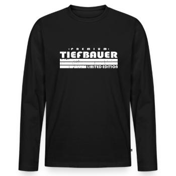 Tiefbauer Limited Edition Lustiges Tiefbau - Männer Premium Bio Langarmshirt - Schwarz - Vorne - Nico (187cm)