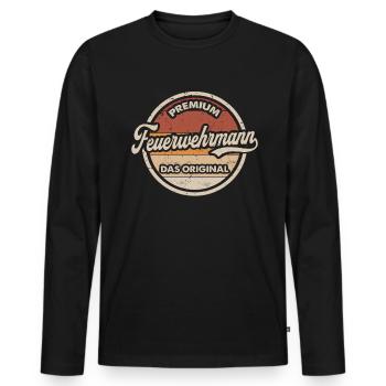 Feuerwehrmann Original Vintage Feuerwehr - Männer Premium Bio Langarmshirt - Schwarz - Vorne - Nico (187cm)