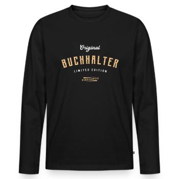 Buchhalter Limited Edition Lustiges Buchhaltung - Männer Premium Bio Langarmshirt - Schwarz - Vorne - Nico (187cm)