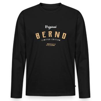Bernd Limited Edition - Männer Premium Bio Langarmshirt - Schwarz - Vorne - Nico (187cm)