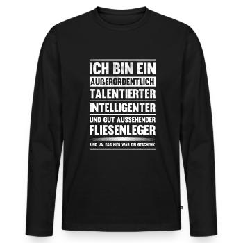 Ich bin talentierter Fliesenleger - Männer Premium Bio Langarmshirt - Schwarz - Vorne - Nico (187cm)