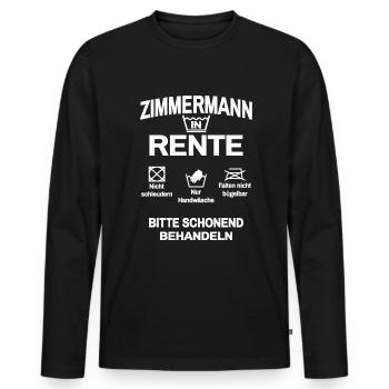 Zimmermann in Rente - Männer Premium Bio Langarmshirt - Schwarz - Vorne - Nico (187cm)