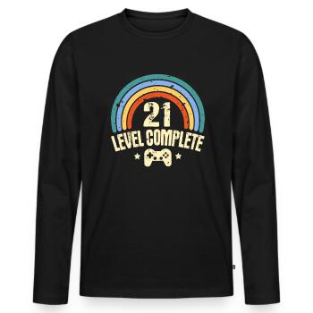 21. Geburtstag Level 21 Jahre Lustiges Gamer - Männer Premium Bio Langarmshirt - Schwarz - Vorne - Nico (187cm)
