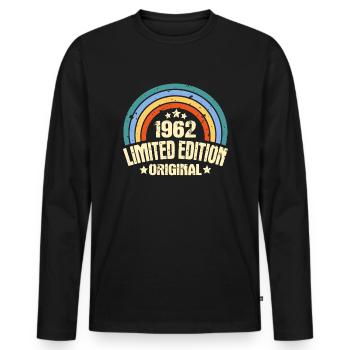 60ème anniversaire 1962 vintage rétro 60 ans - T-shirt manches longues Premium bio Homme - noir - Devant - Nico (187cm)