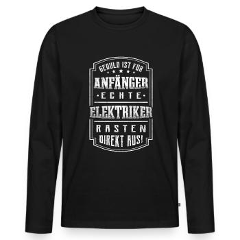 Echte Elektriker rasten aus - Männer Premium Bio Langarmshirt - Schwarz - Vorne - Nico (187cm)