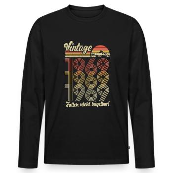 53ème anniversaire 1969 millésime 53 ans millésime - T-shirt manches longues Premium bio Homme - noir - Devant - Nico (187cm)