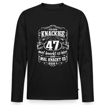 47. Geburtstag Ich bin knackige 47 Jahre - Männer Premium Bio Langarmshirt - Schwarz - Vorne - Nico (187cm)