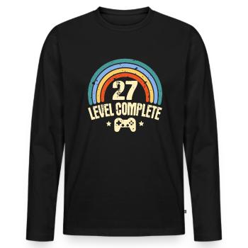 27. Geburtstag Level 27 Complete 27 Jahre Gamer - Männer Premium Bio Langarmshirt - Schwarz - Vorne - Nico (187cm)