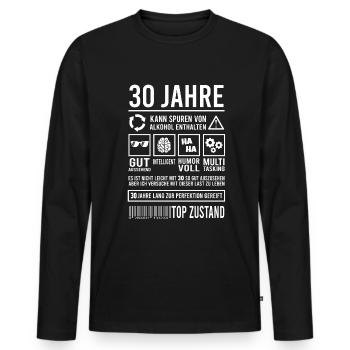30. Geburtstag Männer Frauen Lustig 30 Jahre - Männer Premium Bio Langarmshirt - Schwarz - Vorne - Nico (187cm)