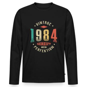 38. Geburtstag Gereift zur Perfektion 38 Jahre - Männer Premium Bio Langarmshirt - Schwarz - Vorne - Nico (187cm)