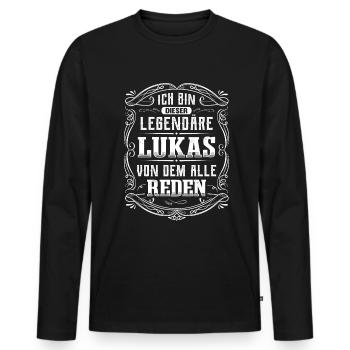 Ich bin dieser legendäre Lukas - Männer Premium Bio Langarmshirt - Schwarz - Vorne - Nico (187cm)