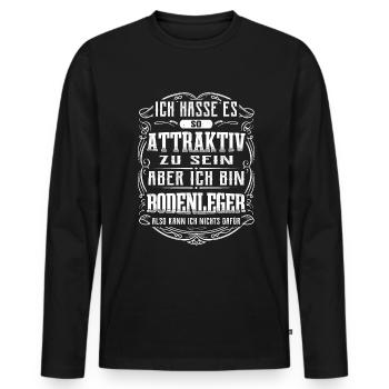 Bodenleger Spruch Lustiges Bodenleger - Männer Premium Bio Langarmshirt - Schwarz - Vorne - Nico (187cm)