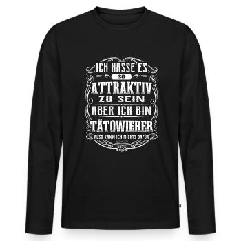 Tätowierer Tattoostudio Lustiges Tattoo - Männer Premium Bio Langarmshirt - Schwarz - Vorne - Nico (187cm)