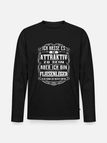 Ich bin Fliesenleger - Männer Premium Bio Langarmshirt - Schwarz