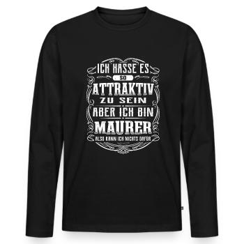 Ich bin Maurer - Männer Premium Bio Langarmshirt - Schwarz - Vorne - Nico (187cm)