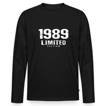 33e anniversaire Édition limitée 1989 33 ans - T-shirt manches longues Premium bio Homme - noir - Devant - Nico (187cm)