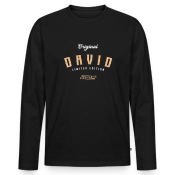 David Limited Edition - Männer Premium Bio Langarmshirt - Schwarz - Vorne - Nico (187cm)