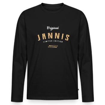 Jannis Limited Edition - Männer Premium Bio Langarmshirt - Schwarz - Vorne - Nico (187cm)