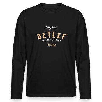 Detlef Limited Edition - Männer Premium Bio Langarmshirt - Schwarz - Vorne - Nico (187cm)
