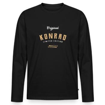 Konrad Limited Edition - Männer Premium Bio Langarmshirt - Schwarz - Vorne - Nico (187cm)