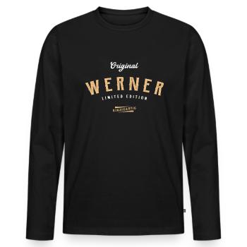 Werner Limited Edition - Männer Premium Bio Langarmshirt - Schwarz - Vorne - Nico (187cm)