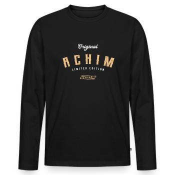 Achim Limited Edition - Männer Premium Bio Langarmshirt - Schwarz - Vorne - Nico (187cm)