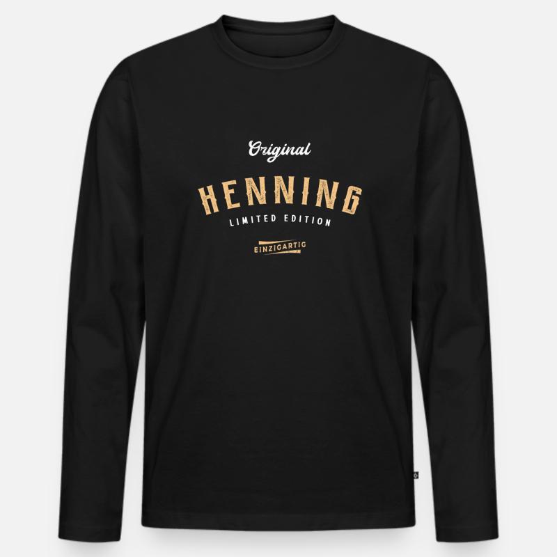 Henning Limited Edition - Männer Premium Bio Langarmshirt - Schwarz