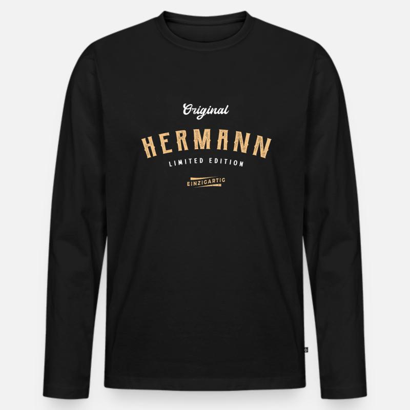 Hermann Limited Edition - Männer Premium Bio Langarmshirt - Schwarz