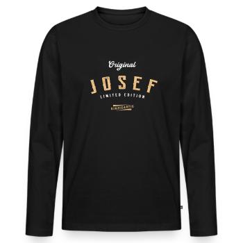Josef Limited Edition - Männer Premium Bio Langarmshirt - Schwarz - Vorne - Nico (187cm)