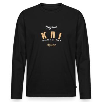 Kai Limited Edition - Männer Premium Bio Langarmshirt - Schwarz - Vorne - Nico (187cm)