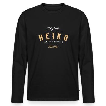 Heiko Limited Edition - Männer Premium Bio Langarmshirt - Schwarz - Vorne - Nico (187cm)