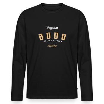 Bodo Limited Edition - Männer Premium Bio Langarmshirt - Schwarz - Vorne - Nico (187cm)